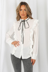 Front Button Up Frilled Shirt Tops - 2 Colours