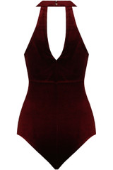 Velvet Front Cut Out Bodysuit  -  4 Colours