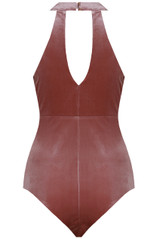 Velvet Front Cut Out Bodysuit  -  4 Colours