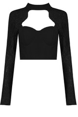Crochet Sleeves Cut Out Neck Tops - 3 Colours