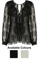Floral Lace Front Button Up Tops - 2 Colours