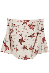 Contrast Star Print Bell Sleeve Tops - 2 Colours