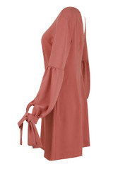 Knotted Sleeve Back Zip Up Shift Dress - 2 Colours