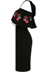 Floral Embroidery Bardot Frill Midi Dress - 2 Colours