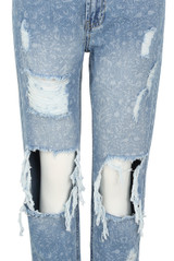 Printed Washed Distressed Jeans