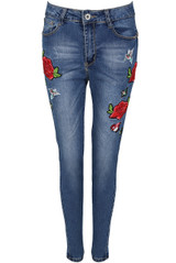 Rose & Birds Embroidered Jeans