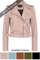 Suede Studs Biker Jacket - 5 Colours