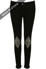 Black Knee Studs Ripped Jeans