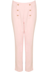 Gold Button Tailored Straight Trousers - 4 Colours