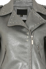 Silver Metallic Bonded Biker Jacket