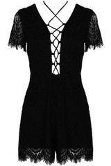 Crochet Lace Up Playsuit - 3 Colours