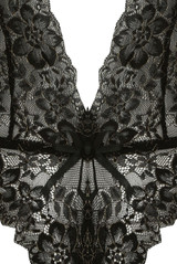 Black Lace Front Low Neck Bodysuit