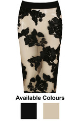 Floral Crochet Mesh Midi Skirt - 2 Colours