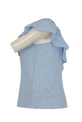 Gingham One Shoulder Frilled Tops - 2 Colours