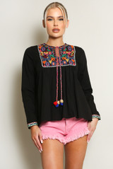 Embroidery Front Tie Up Tops - 3 Colours