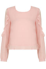 Ruffle Sleeve Netted Tops - 4 Colours