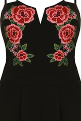 Flower Embroidery Back Zip Up Jumpsuit - 2 Colours