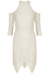 Crochet Lined Cold Shoulder Bodycon Dress - 3 Colours
