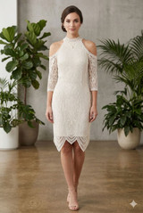 Crochet Lined Cold Shoulder Bodycon Dress - 3 Colours