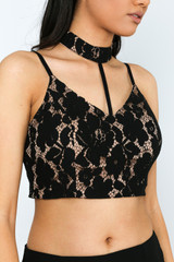 Floral Crochet Choker Neck Bralet - 3 Colours