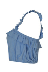 Elasticated Frilled Crop Tops - 4 Colours