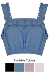Elasticated Frilled Crop Tops - 4 Colours