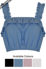 Elasticated Frilled Crop Tops - 4 Colours