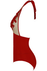 Embroidery Netted Halter Neck Bodysuit - 3 Colours