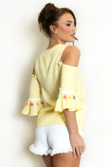 Floral Embroidery Cold Shoulder Tops - 3 Colours