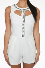 Studded Front Cut Out Playsuit - 2 Colours