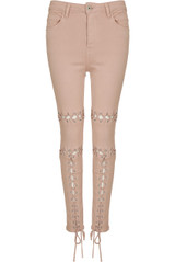 Knee Trip Lace up Jeans - 3 Colours