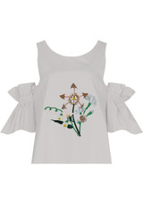 Contrast Floral Embroidered Crop Tops - 4 Colours
