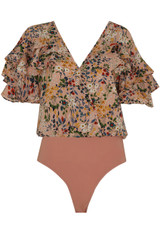 Floral Printed Cross Over Bodysuit - 2 Colours