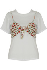Floral Printed Knotted Bralet Over Tee