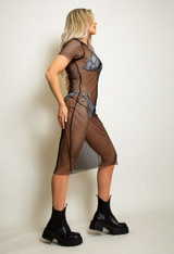 Black Short Sleeve Netted Dress