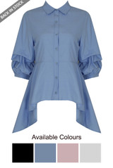 Front Button Up Asymmetric Shirt Tops - 4 Colours