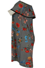 Gingham Floral Print Layered Shift Dress - 2 Colours