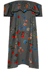 Gingham Floral Print Layered Shift Dress - 2 Colours