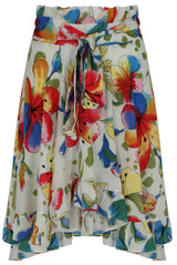 Floral Front Tie Up Asymmetric Skirt - 2 Colours