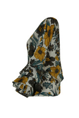 White Floral Print Front Knot Blouse