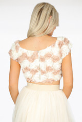 Chiffon Rose Applique Crop Tops - 4 Colours