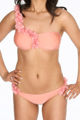 Petals Trim One Shoulder Bikini Set - 2 Colours