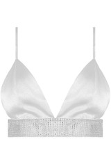 Satin Stoned Back Zip Up Bralet - 3 Colours