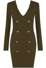 Gold Buttoned Back Zip Up Bodycon Dress - 4 Colours