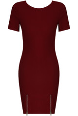 Front Hem Zipped Bodycon Dress -  3 Colours