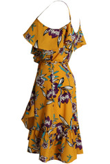 Floral Cross Over Ruffled Off Shoulder Dress -  3 Colours