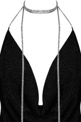 Diamante Trimming Lurex Halter Neck Dress -  4 Colours