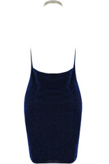 Diamante Trimming Lurex Halter Neck Dress -  4 Colours