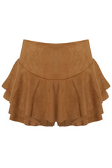 Suede Frilled Flowing Skort