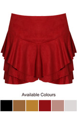 Suede Frilled Flowing Skort